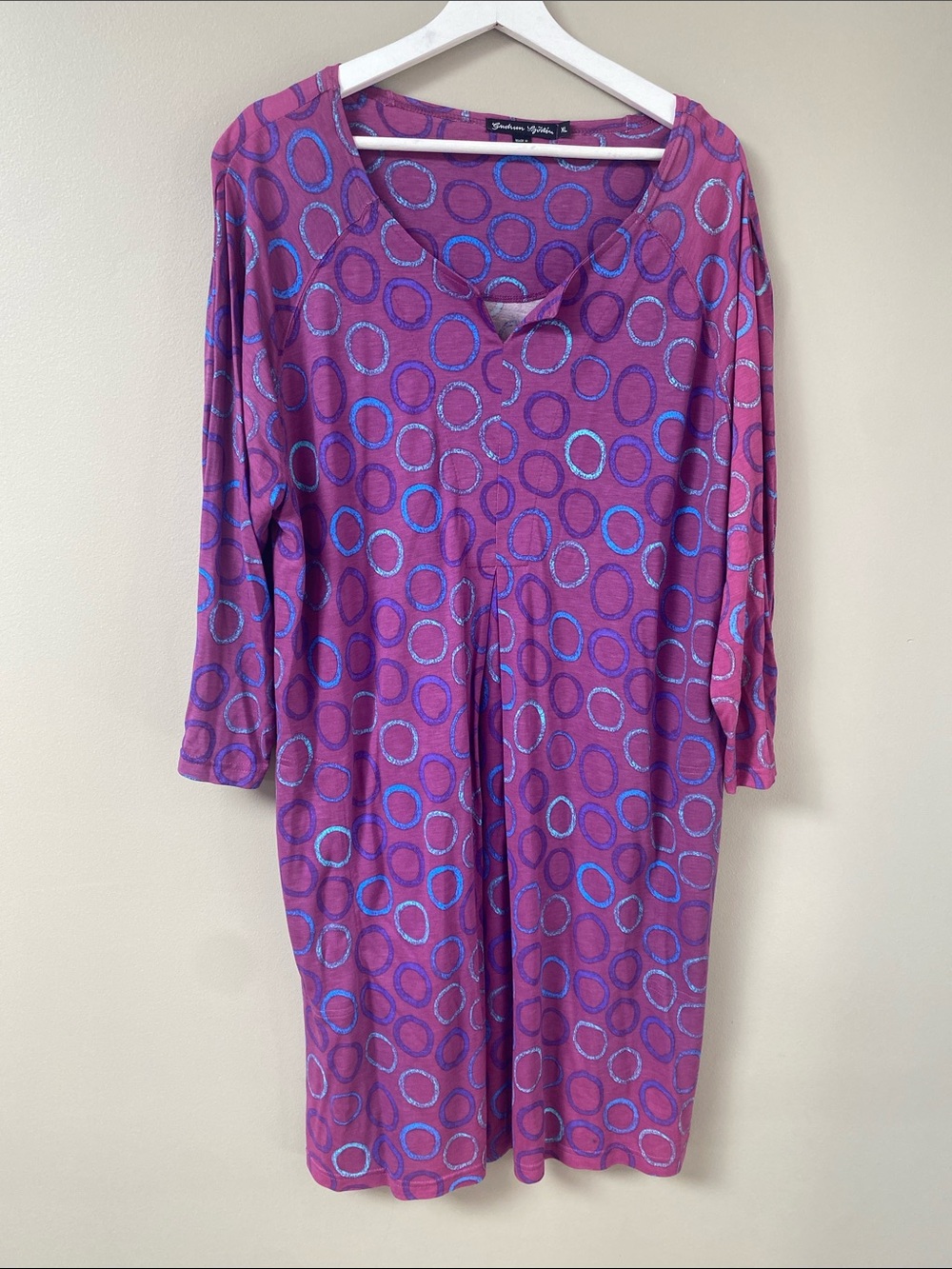 Gudrun Sjoden Long-Sleeve Circle Print Tunic Dress with pockets XL